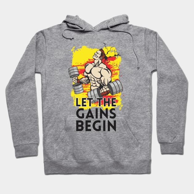 Let the gains begin - Crazy gains - Nothing beats the feeling of power that weightlifting, powerlifting and strength training it gives us! A beautiful vintage design representing body positivity! Hoodie by Crazy Collective